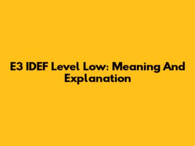 E3 IDEF Level Low: Meaning And Explanation