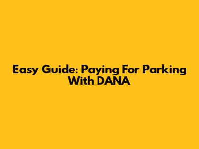Easy Guide: Paying For Parking With DANA