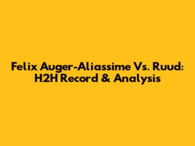 Felix Auger-Aliassime Vs. Ruud: H2H Record & Analysis