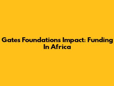 Gates Foundation's Impact: Funding In Africa
