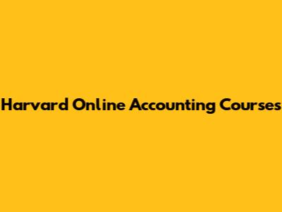 Harvard Online Accounting Courses