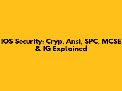 IOS Security: Cryp, Ansi, SPC, MCSE & IG Explained