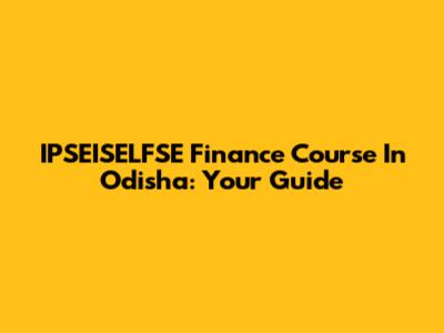 IPSEISELFSE Finance Course In Odisha: Your Guide