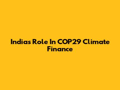 India's Role In COP29 Climate Finance