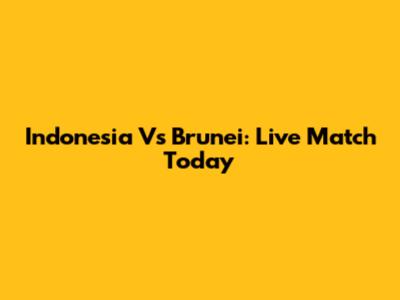 Indonesia Vs Brunei: Live Match Today