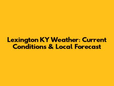 Lexington KY Weather: Current Conditions & Local Forecast