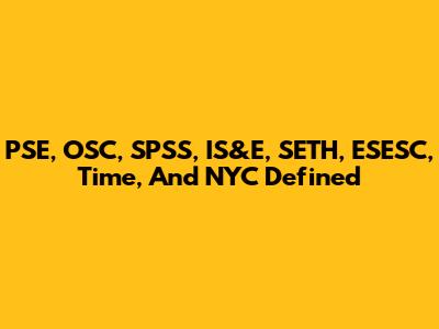 PSE, OSC, SPSS, IS&E, SETH, ESESC, Time, And NYC Defined