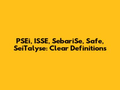 PSEi, ISSE, SebariSe, Safe, SeiTalyse: Clear Definitions