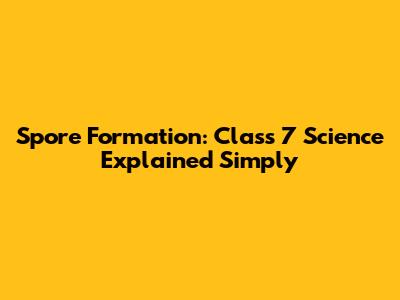 Spore Formation: Class 7 Science Explained Simply