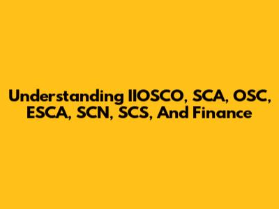 Understanding IIOSCO, SCA, OSC, ESCA, SCN, SCS, And Finance
